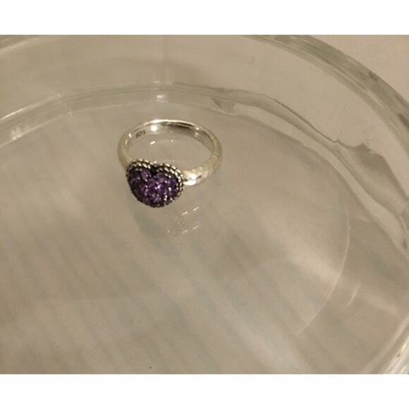 JAI for John Hardy Sterling Pave Amethyst Cluster Heart RING Size 6 - Picture 5 of 8